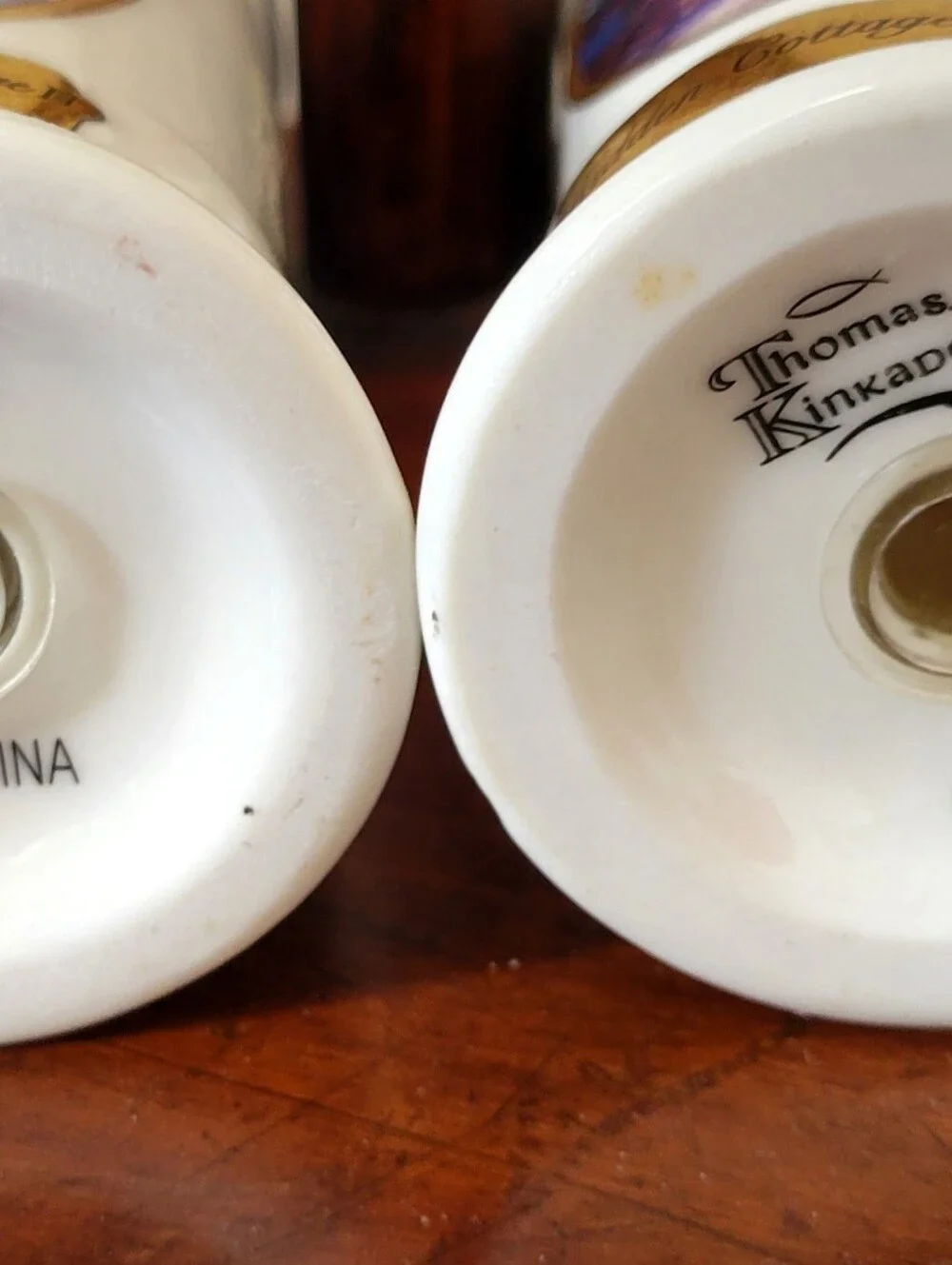 Thomas Kinkade Set of Creamer-Sugar w Lid-Salt and Pepper Shakers/2002 for Avon